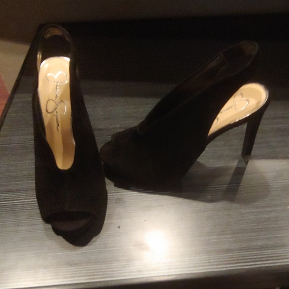 Black suede sling back heels - Picture 1 of 2